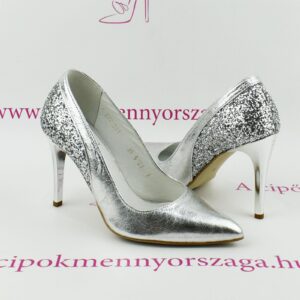 Claudio Dessi Lux ezüst bőr magassarkú