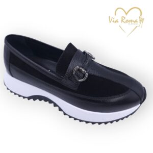 női fekete bőr cipő,női fekete bőr slip on,fekete női slip on,őszi bőr cipő,via roma slip on,fekete slip on,bőr slip on,Via Roma 036 2202