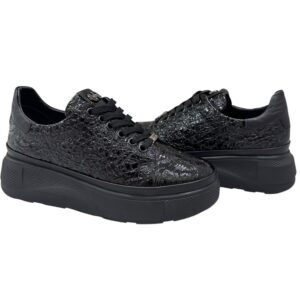 női bőr sportcipő,női bőr sneaker,női fekete sportcipő,női fekete bőr sneaker,női őszi fűzős cipő,női fekete sportcip,női fekete sneaker,Via Roma fekete 151 16