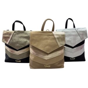 női váll-kézi-hátitáska,fekete női kézi-váll-hátitáska,via55 táska,női fekete-arany táska,női fekete-ezüst kézi-váll-hátitáskatáska,női őszi kézi-váll-hátitáska