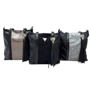 női válltáska,fekete női válltáska,via55 táska,női fekete-bronz válltáska,via55 fekete-ezüst válltáska