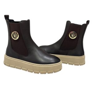 via roma csizma,női csokibarna bőr csizma,bőr slip on,barna slip on,bélelt női csizma,női csokibarna félhosszú csizma,