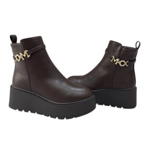 női csokibarna bokacsizma,női barna bokacsizma,női emelt talpú bokacsizma