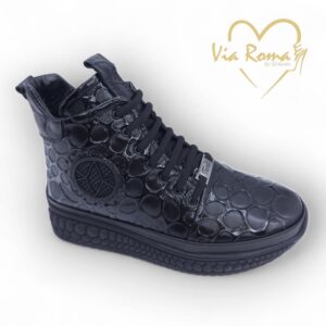 via roma bőr bokacsizma,női fekete bőr bokacsizma,via roma magasított szárú női slip on,bőr slip on,fekete slip on bokacsizma,bélelt női slip on,bélelt női bokacsizma,női magasított száru sneaker bokacsizma,Via Roma 216 KS 238