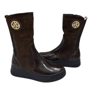 via roma csizma,női barna bőr csizma,bőr slip on, barna slip on csizma,bélelt női csizma,női csokibarna félhosszú csizma,