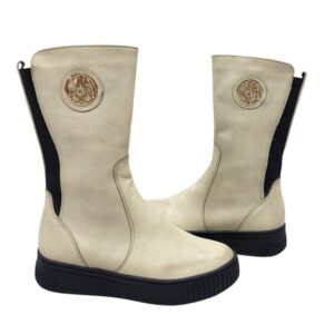 via roma csizma,női bézs bőr csizma,bőr slip on, bézs slip on csizma,bélelt női csizma,női bézs félhosszú csizma,