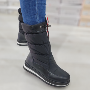 fekete női hótaposó csizma,női hótaposó csizma,női vastagon bélelt bokacsizma