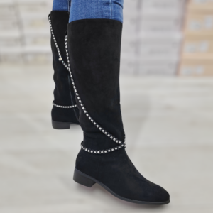 női fekete csizma,női lapos fekete csizma,női hosszú szárú csizma