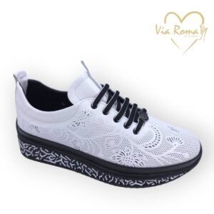 női bőr sportcipő,női bőr sneaker,női fehér sportcipő,női fehér bőr sneaker,női tavaszi fűzős cipő,női fehér sportcipő,női fehér sneaker,Via Roma fehér 216 YZ 713