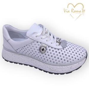 női bőr sportcipő,női bőr sneaker,női fehér sportcipő,női fehér bőr sneaker,női tavaszi fűzős cipő,női fehér sportcipő,női fehér sneaker,Via Roma fehér 155 1558