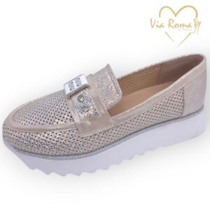 női bőr slip on,női arany slip on,női arany bőr slip on,női tavaszi bőr slip on,via roma arany slip on,arany lyukacsos slip on