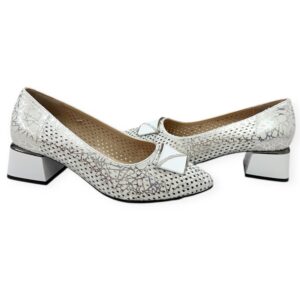 magassarkú,női fehér ezüst magassarkú,női fehér-ezüst kocka sarkú cipő