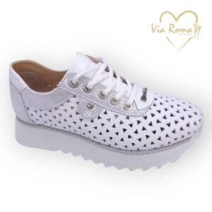 női bőr sportcipő,női bőr sneaker,női ezüst sportcipő,női ezüst bőr sneaker,női tavaszi fűzős cipő,női ezüst sportcip,női ezüst sneaker,Via Roma ezüst 021 07