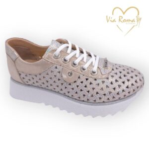 női bőr sportcipő,női bőr sneaker,női arany sportcipő,női arany bőr sneaker,női tavaszi fűzős cipő,női arany sportcip,női arany sneaker,Via Roma arany 021 07