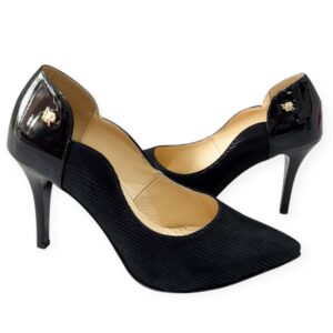 fekete bőr magassarkú,koptatott fekete bőr magassarkú,női bőr magassarkú,via roma magassarkú,női fekete magassarkú