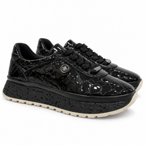 Via Roma lakk bőr krokko sneaker