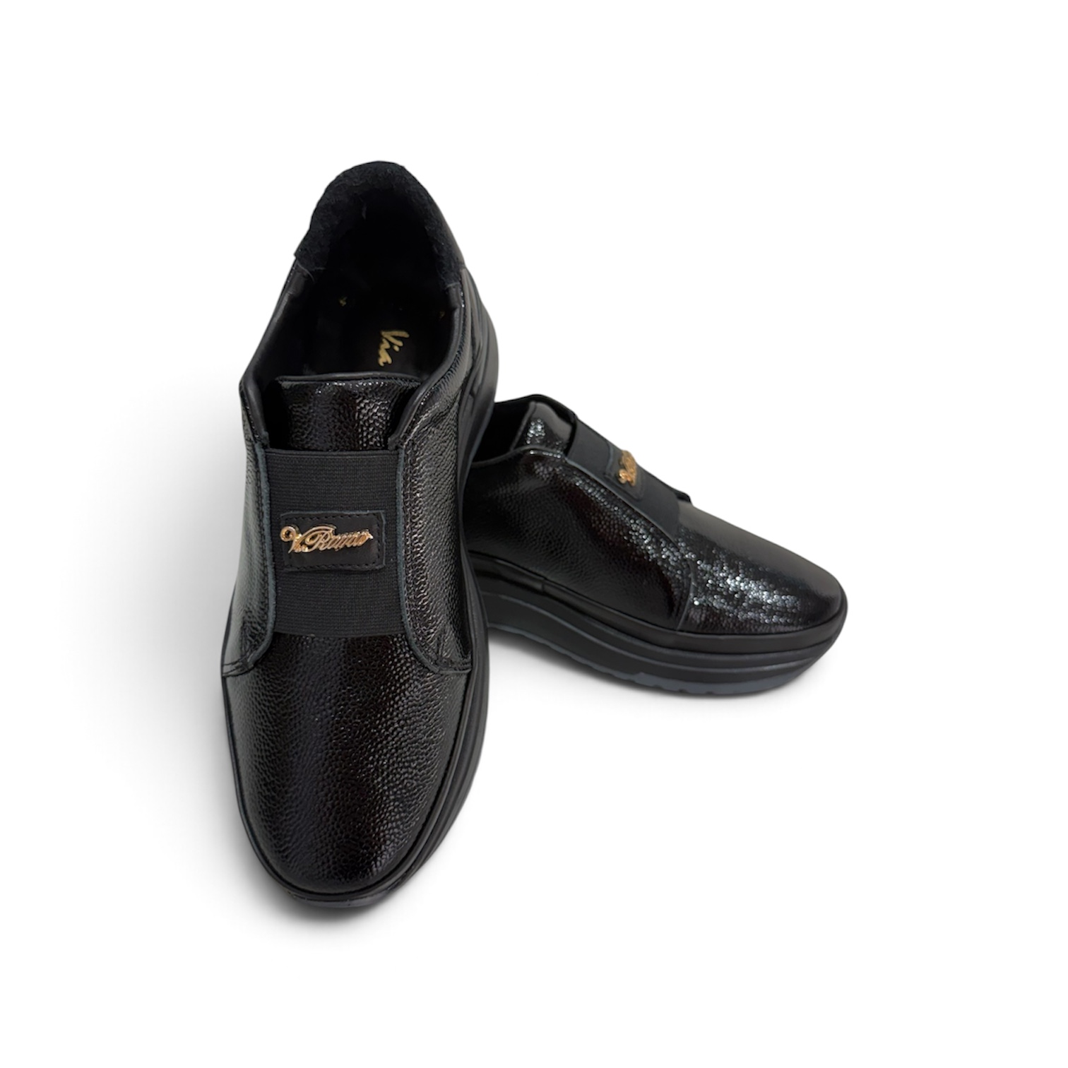 Via Roma Fekete Bőr Női Slip-on - Image 2