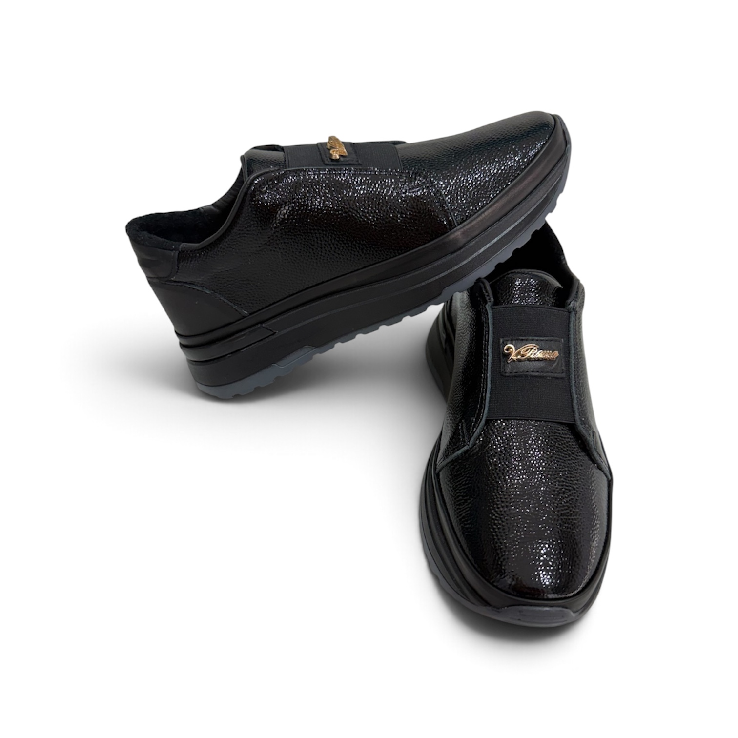Via Roma Fekete Bőr Női Slip-on - Image 3