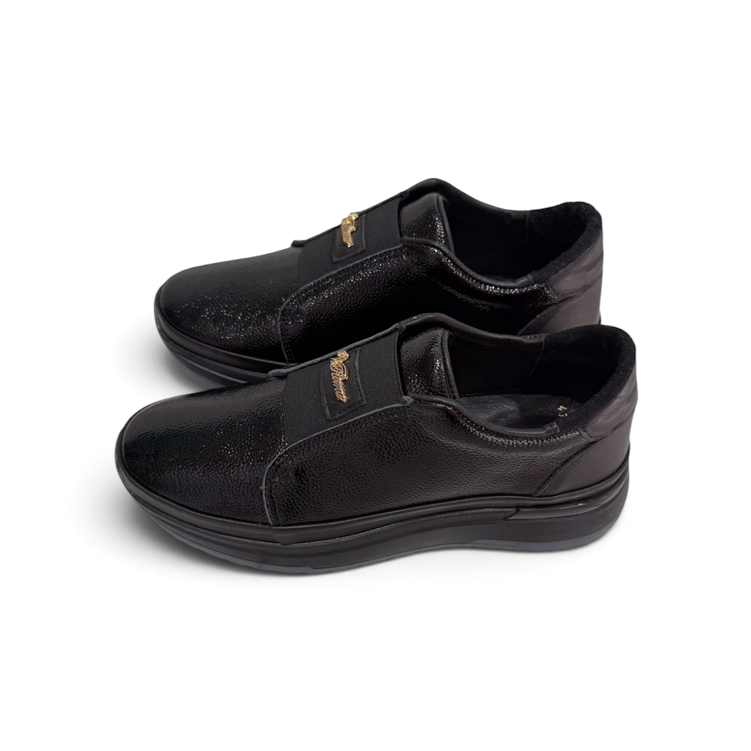 Via Roma Fekete Bőr Női Slip-on
