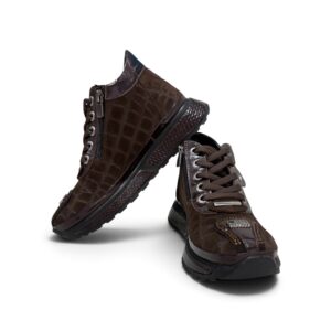 Barna Croco Velúrbőr Bélelt Sneaker
